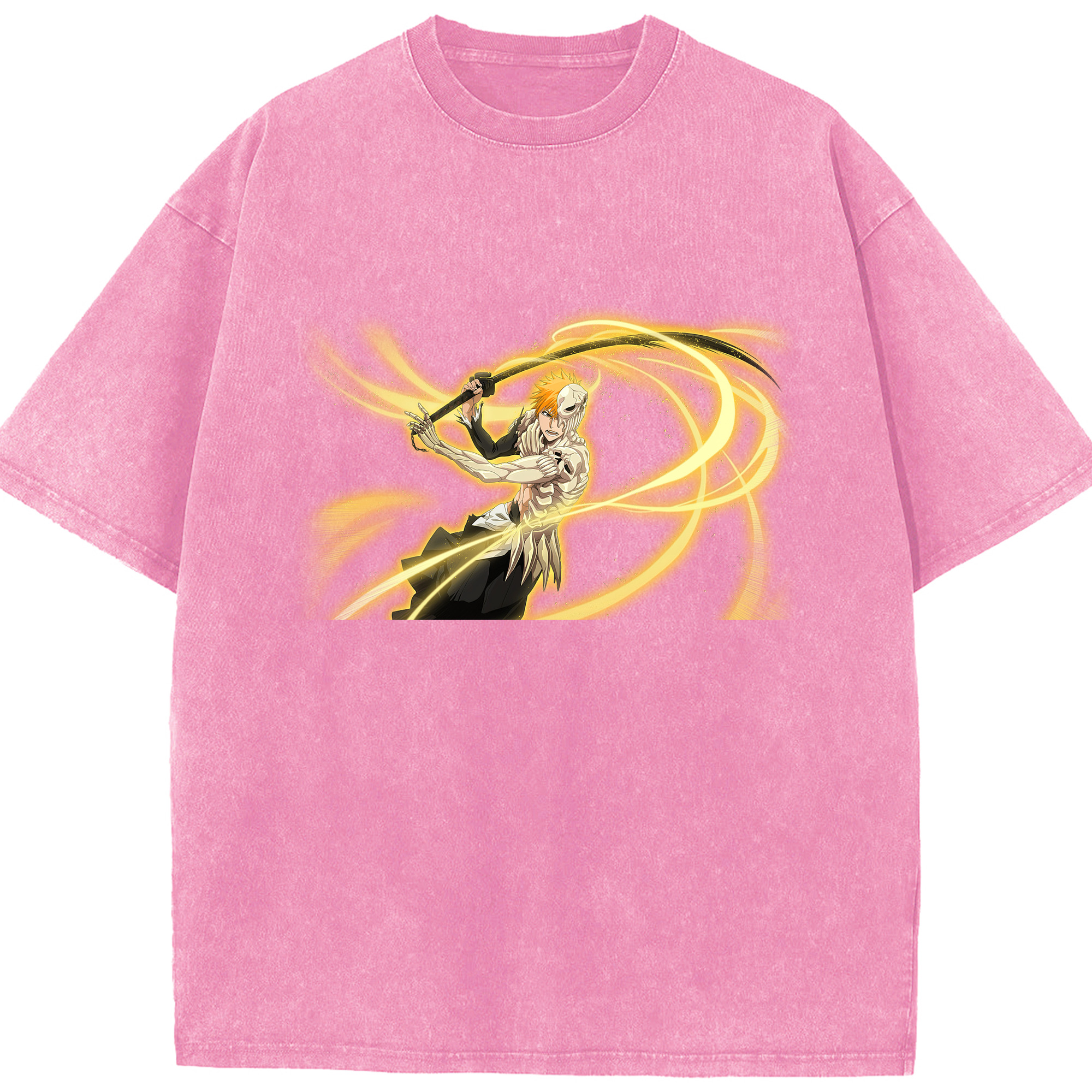 （画像用） ブリーチ 黒崎一護（くろさき いちご）BLEACH Kurosaki Ichigo 綿100% ヴィンテージ風 半袖Tシャツ（フロントプリント）